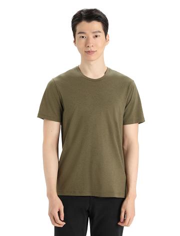 T Shirts Icebreaker Merino Central Classiche Corta Sleeve Homme Vert Olive | FR 1145GSOL